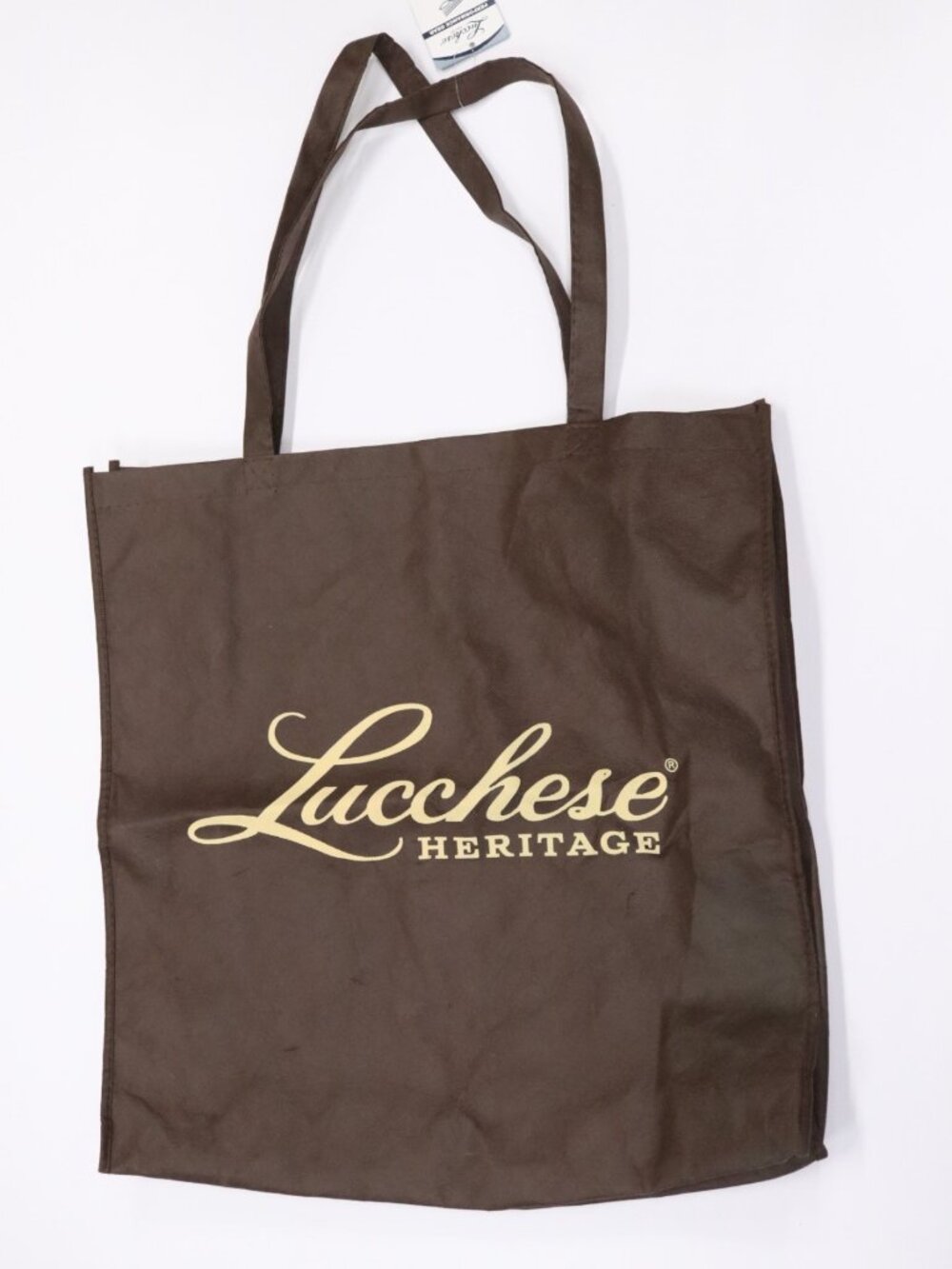 Large Lucchese Heritage Bag Fabric Shopping Tote 20" x 20" Double Sided Vintage